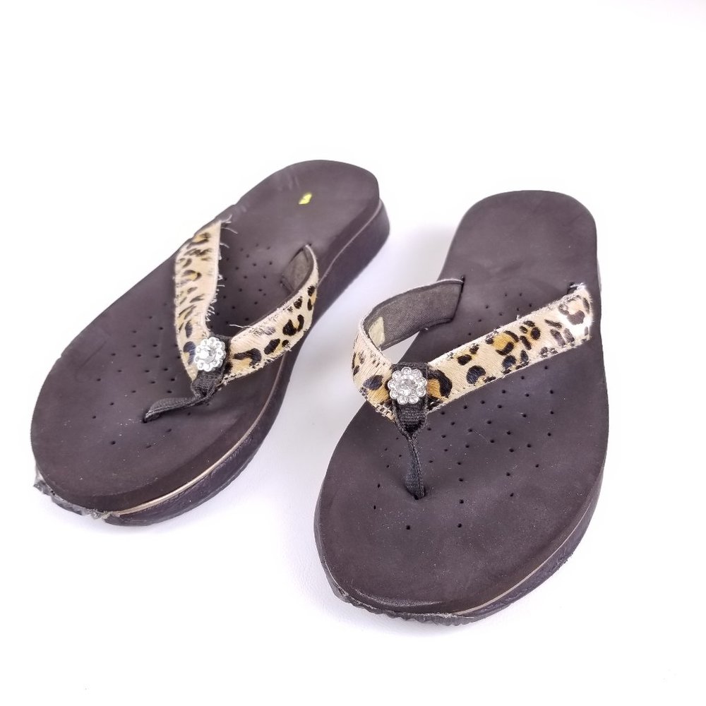 Volatile Leopard Print Wedge Sandal Flip Flops